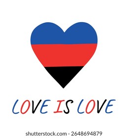 Forma de coração colorido Bandeira do orgulho poliamor Feliz dia do orgulho LGBTQIA comunidade Orgulho Mês do Orgulho Desenho à mão desenhado doodle para cartazes, adesivos, logotipo, cartões