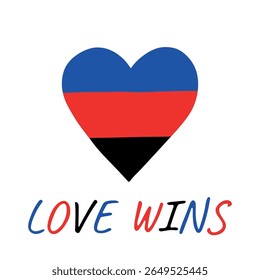 Forma de coração colorido Bandeira do orgulho poliamor Feliz dia do orgulho LGBTQIA comunidade Orgulho Mês do Orgulho Desenho à mão desenhado doodle para cartazes, adesivos, logotipo, cartões