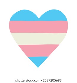 Colorful heart shape Transgender pride flag Happy pride day LGBTQ community Pride Month Vector hand drawn doodle for posters, stickers, logo, cards