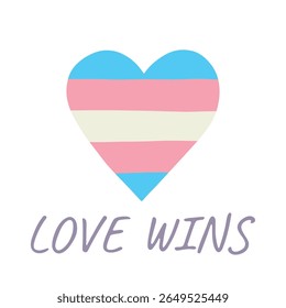 Forma do coração colorido Bandeira do orgulho transexual Feliz dia do orgulho LGBTQIA comunidade do Mês do Orgulho Vetor mão desenhada rabiscar para cartazes, adesivos, logotipo, cartões