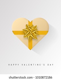 Colorful Heart shape wrapped gift box with ribbon. 2018 Festive vector illustration. Flat decoration.