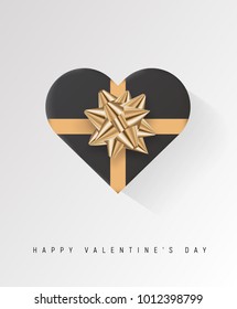 Colorful Heart shape wrapped gift box with ribbon. 2018 Festive vector illustration. Flat decoration.