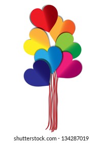 Colorful heart shaped balloons
