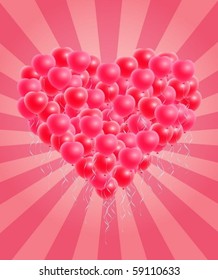 Colorful Heart Shaped Balloons Valentine Card