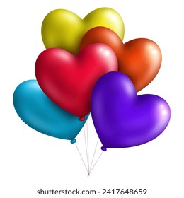 colorful heart shaped balloons vector illustration