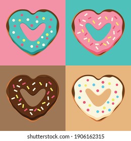 Coloridas cardíacas en forma de burro ilustran el vector EPS10 para el día de San Valentín.