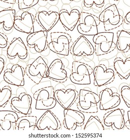 colorful heart shaped messy elements romantic holiday seamless pattern on white background 