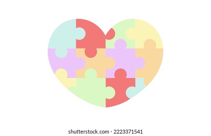 colorful heart shaped puzzle on a white background