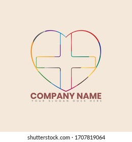 Colorful heart shapes love vector logo icon. Color Love Logo Template Design Vector. Conceptual logo with a colorful heart. Simple flat icon in colors of LGBT flag.