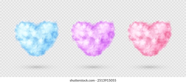 Colorful heart shapes on a transparent background, showcasing artistic and creative designs