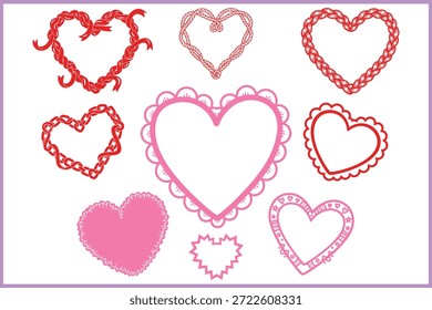 Conjunto de ilustración de arte de Clip de Vector de Formas de corazón de colores