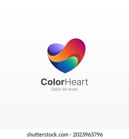 Corazón colorido con logotipo de gradiente suave