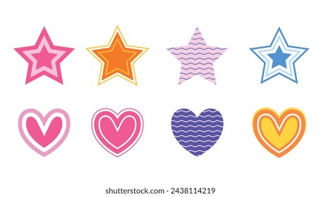 Colorful heart and star graphic for sticker, element and illustration