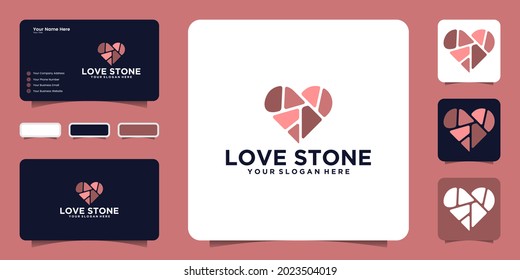 colorful heart stone logo design inspiration and business card inspiration