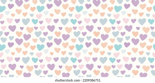 Colorful heart vector background, pastel repeat pattern