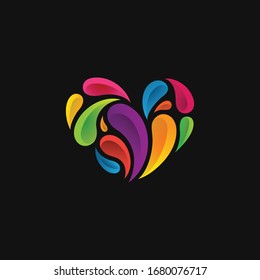 Colorful heart vector logo template.