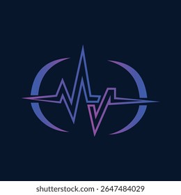 Colorful heartbeat line logo with gradient on dark background