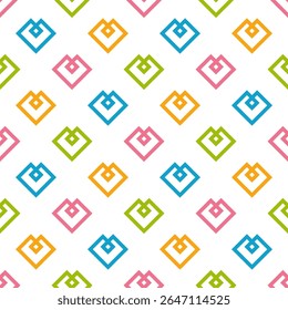 Cor Heart.Cross Ponto bordado sem costura.Geometric pixel padrões étnicos. Fundo folclórico romântico adorável para o Dia das Mães, Valentim, casamento, aniversário, têxteis, papéis de parede, banners, decorar.