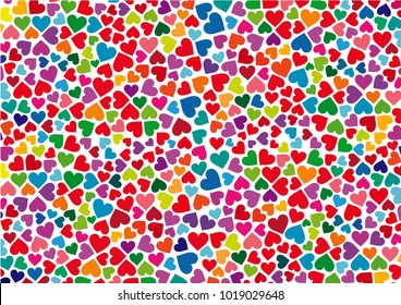 Colorful hearts abstract background