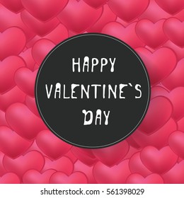 Colorful heart`s Background. Happy valentine`s day. Greeting cards template. Glossy hearts with Shadows. Vector Illustration.