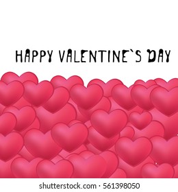 Colorful heart`s Background.Happy valentine`s day. Greeting cards template. Glossy hearts with Shadows. Vector Illustration.