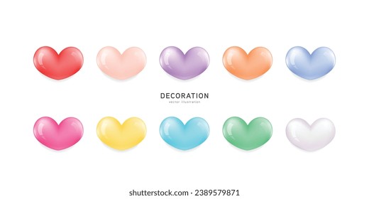 Colorful Hearts Candy frame for Valentines Day. Pastel hearts colorful Vector illustration for your design isolated on white background.