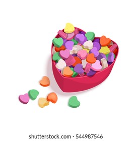 Colorful Hearts Candy for Valentines Day for posters, cards or leaflet. Vector illustration for your design on white background.