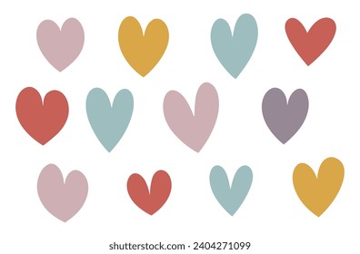 Colorful hearts clip art vector set isolated.