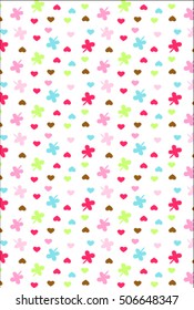 Colorful hearts and clover pattern.