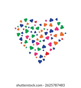 Colorful Hearts Coming Together to Form One Beautiful Heart Design