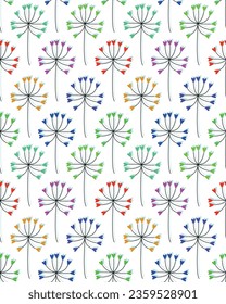 Colorful hearts dandelion spring vector background, seamless hearts pattern , seamless background, abstract hearts pattern, spring pattern