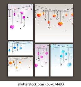 Colorful Hearts decorated Greeting, Invitations, Banners or Post for Happy Valentine's Day Celebration.