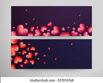 Colorful Hearts decorated, Website Header or Banner Set for Happy Valentine's Day Celebration.