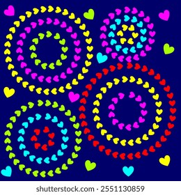 Colorful  Hearts Design Pattern. Can be used as a pattern for shirts, fabric, curtains, greetings, covers, invitations, cards, carpet, gift wraps, wallpaper, background, tiles, laminates etc.