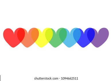 Colorful hearts garland. Rainbow colors. Vector illustration.