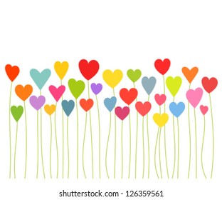 Colorful hearts growing - Valentines concept. Vector illustration