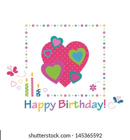 colorful hearts happy birthday card