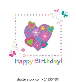 colorful hearts happy birthday card