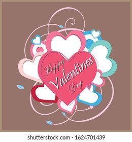 colorful hearts with minimal design. Valentines day Vector illustration