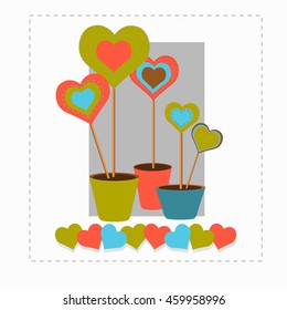 colorful hearts on flower pot