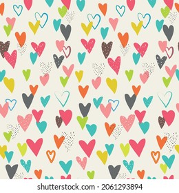 colorful hearts on a light background wrapping paper, seamless pattern, children pattern