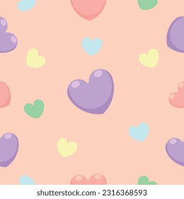 Colorful hearts on pink background. Pattern for design