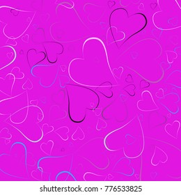 Colorful hearts on the pink background. Valentine. Beautiful abstraction with colorful hearts of different sizes. 