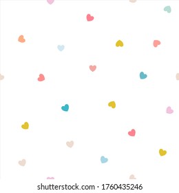 Colorful hearts pattern on white background 