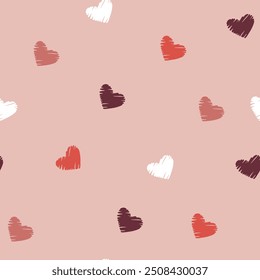 colorful hearts pattern pink background 