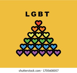 Colorful Hearts Pyramid LGBT vector