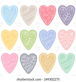 Colorful hearts. Romantic seamless vector pattern for Valentine's Day or wedding. Abstract texture can be used for greeting cards, wedding invitations or party Valentine's Day.