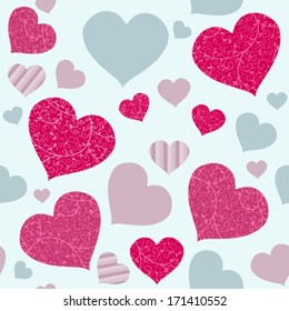 Colorful hearts seamless background texture. Love and Valentines Day design.