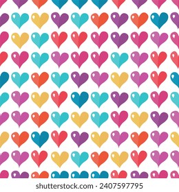 Colorful hearts seamless pattern abstract background vector. Valentines Day repeating background design element. Fashion print. Wrapping gift paper.