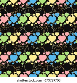 Colorful hearts seamless pattern. Seamless background with colorful heart shape design. Vector illustration